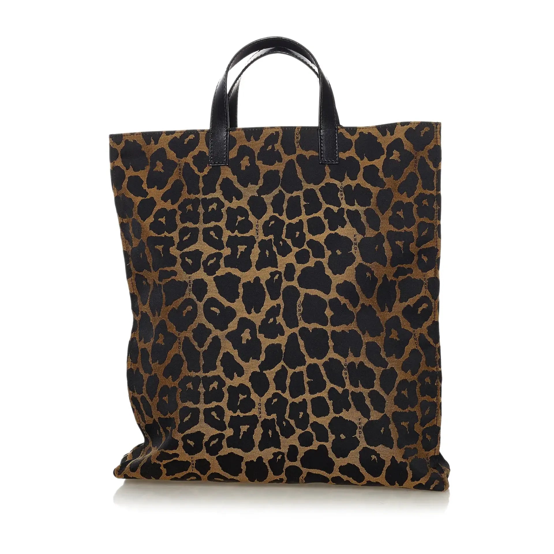 Fendi Tote Bag Brown Leopard Printed Nylon Canvas