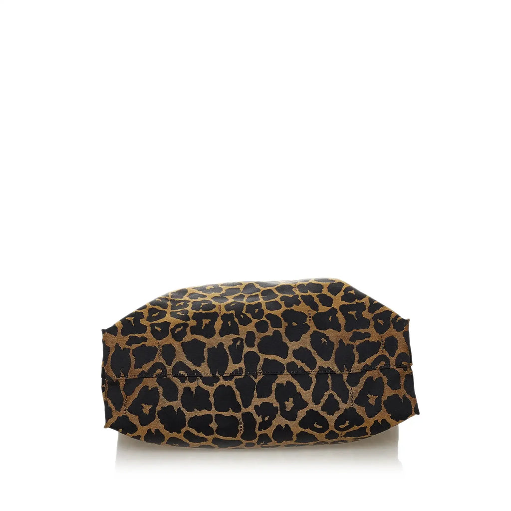 Fendi Tote Bag Brown Leopard Printed Nylon Canvas