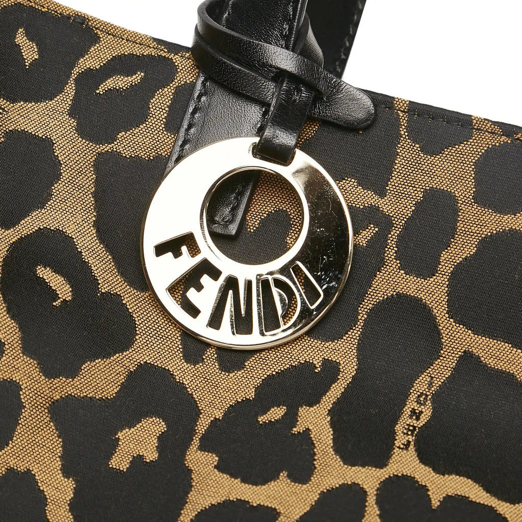 Fendi Tote Bag Brown Leopard Printed Nylon Canvas