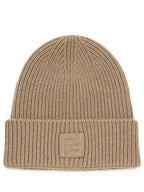 Fendi Logo Knit Beanie Beige
