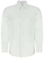 Fendi Men's Micro FF Karligraphy Silk Long Sleeve Shirt White