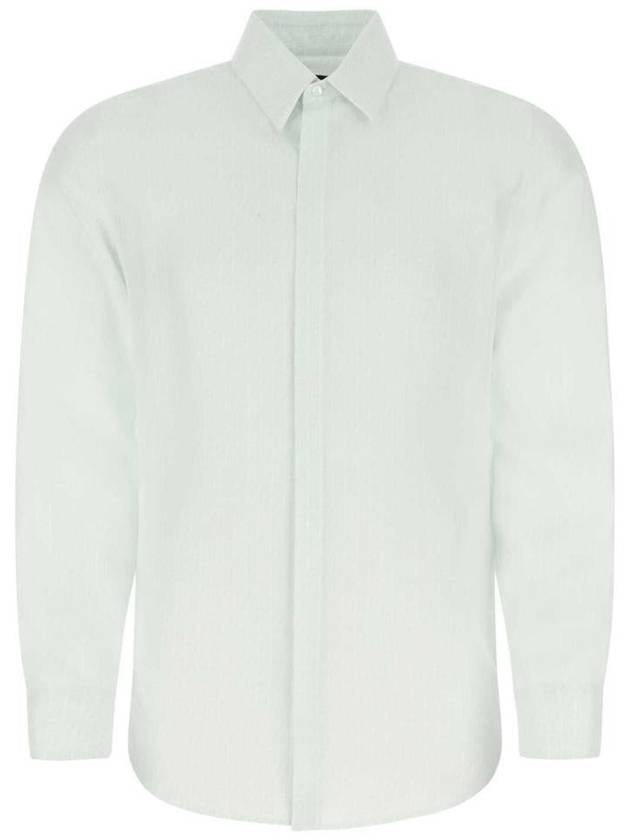 Fendi Men's Micro FF Karligraphy Silk Long Sleeve Shirt White