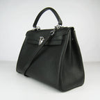Hermes Kelly 32cm Togo Leather Handbag 6108 Black Silver
