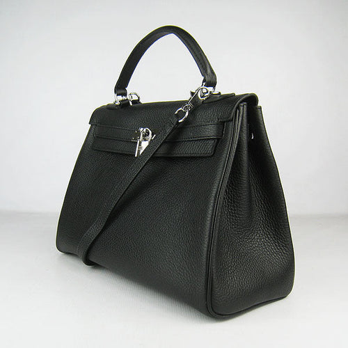 Hermes Kelly 32cm Togo Leather Handbag 6108 Black Silver