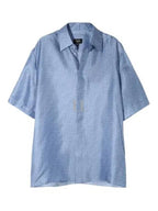 Fendi Men's FF Motif Silk Short Sleeve Shirt Blue