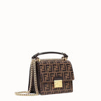 FENDI FENDI KANI 19 BAG IN BLACK MIX CHOCOLATE BROWN CALFSKIN WITH GOLD HARDWARE