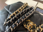 19 FLAP BAG 30 BLACK GOATSKIN GOLD HARDWARE