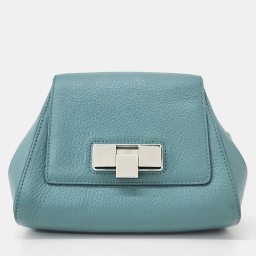 Bottega Veneta Blue Leather Triangle Mini Belt Bag