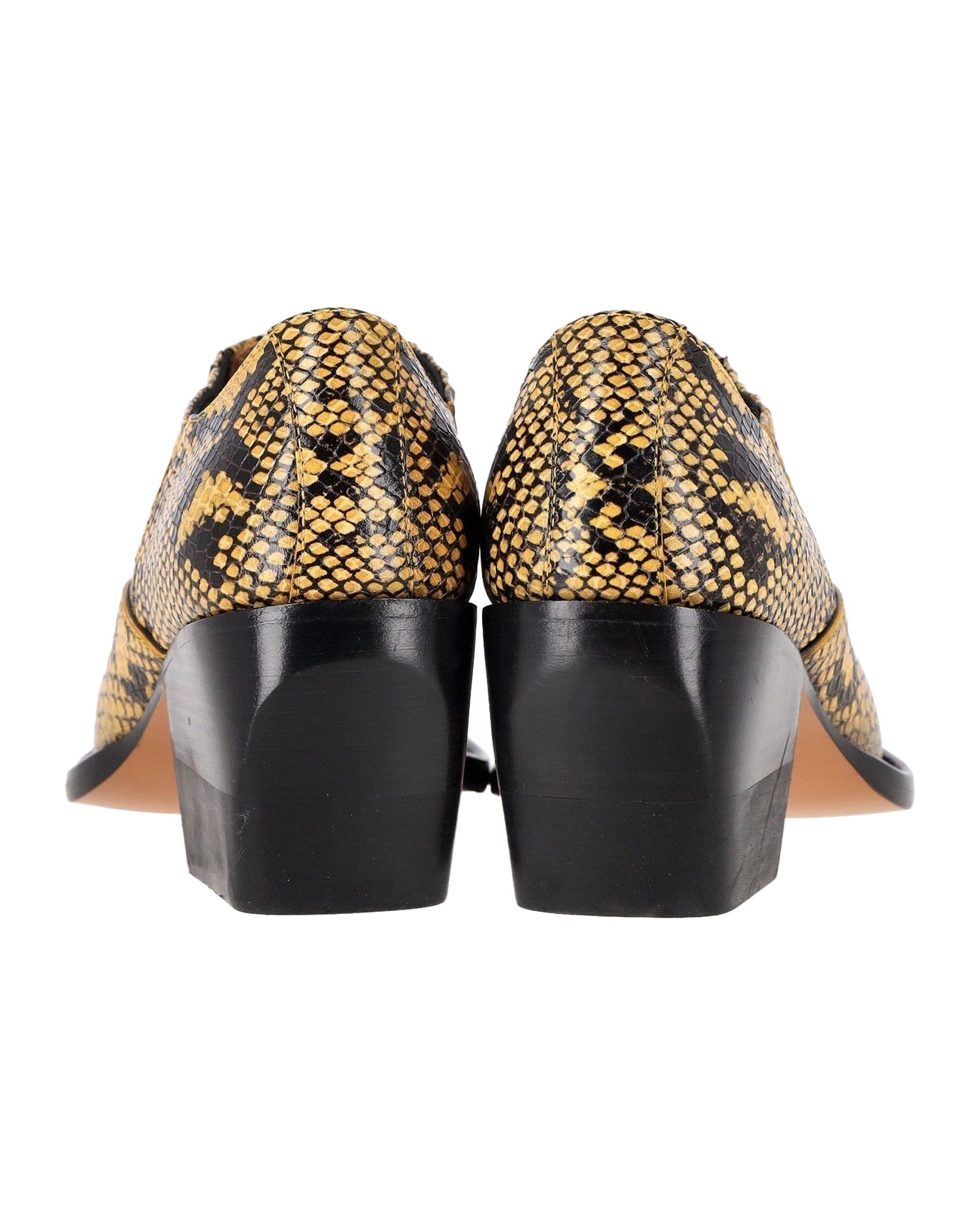 Chloe Snakeskin-Embossed Rylee Ankle Boots in Yellow Leather