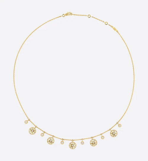 DIOR ROSE DES VENTS NECKLACE YELLOW GOLD, DIAMONDS AND MOTHER-OF-PEARL