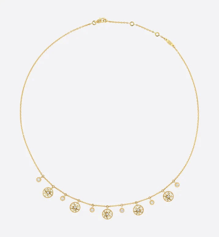 DIOR ROSE DES VENTS NECKLACE YELLOW GOLD, DIAMONDS AND MOTHER-OF-PEARL