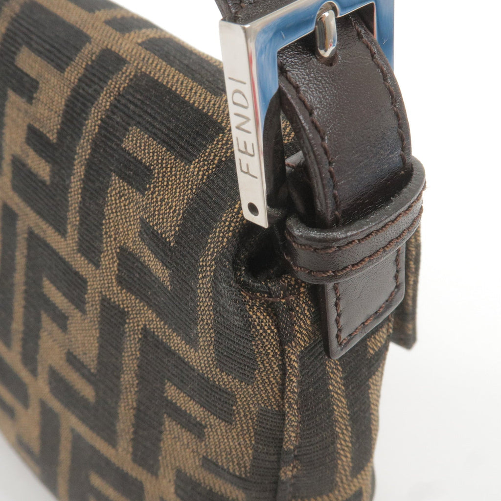 FENDI Zucca Mamma Baguette Canvas Leather Shoulder Bag 26424