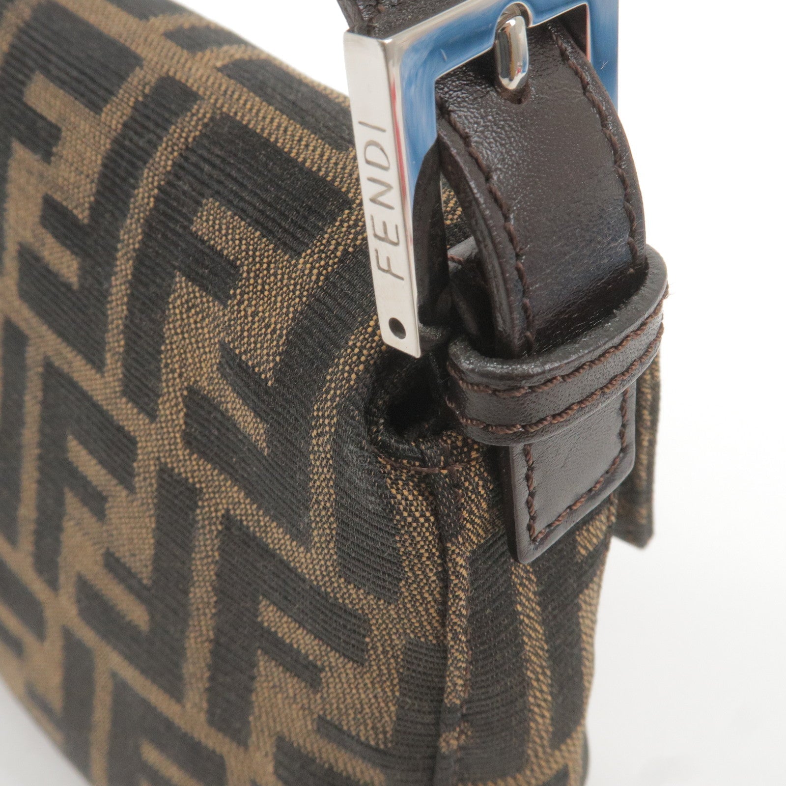 FENDI Zucca Mamma Baguette Canvas Leather Shoulder Bag 26424