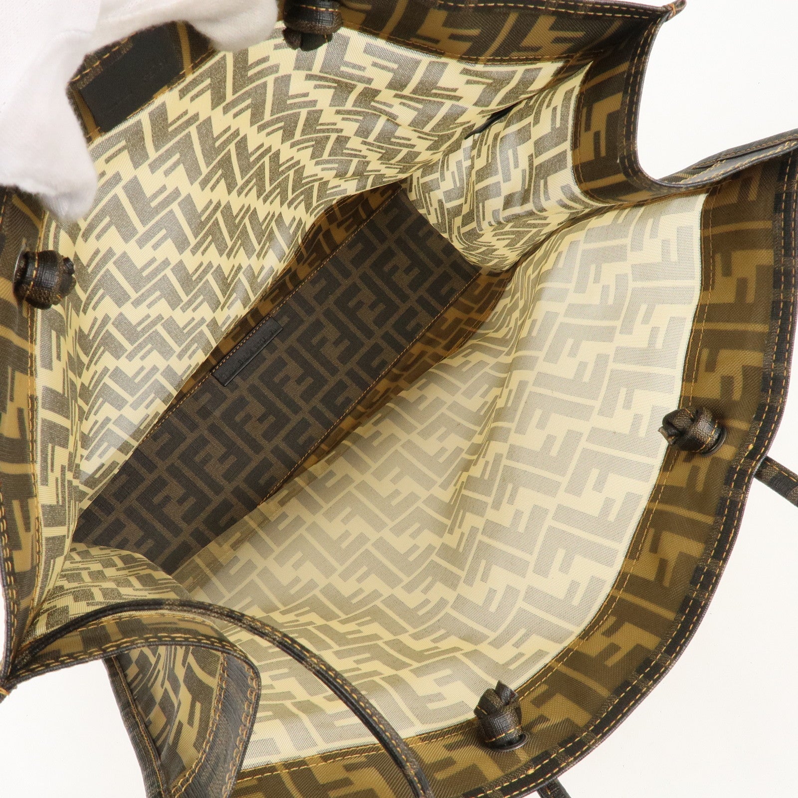 FENDI Zucca Mesh PVC Tote Bag Brown Black 8BH184