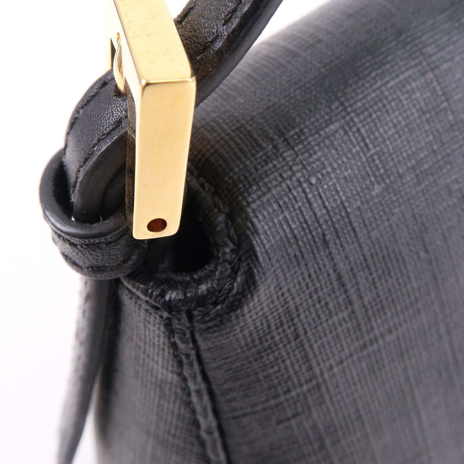 FENDI Zucchino Mamma Baguette PVC Leather Hand Bag Black 8BR180