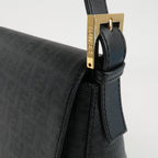 FENDI Zucchino Mamma Baguette PVC Leather Bag Black 8BR001