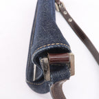 FENDI Denim Leather Shoulder Bag Hand Bag Navy Brown 26640