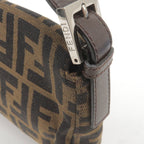 FENDI Zucca Mamma Baguette Canvas Leather Bag Brown Black 26424