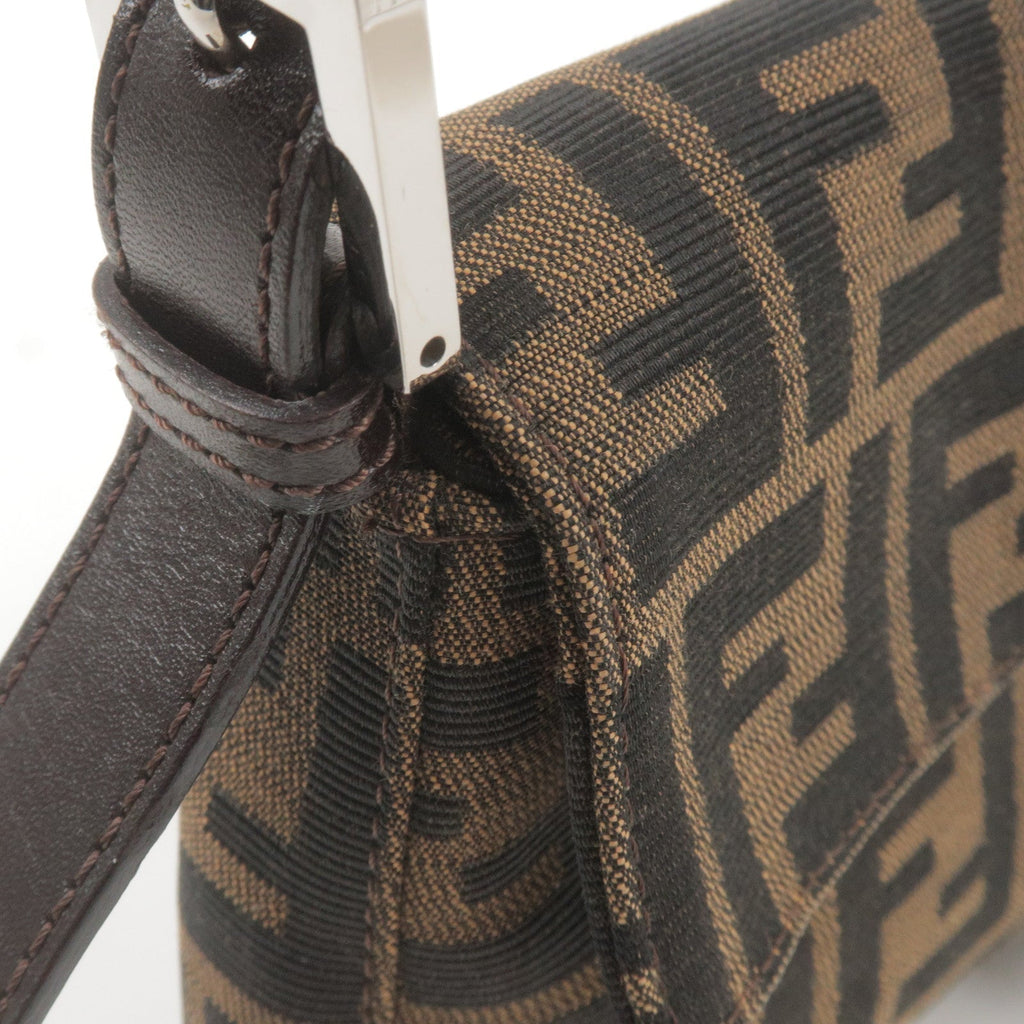 FENDI Zucca Mamma Baguette Canvas Leather Shoulder Bag 26424