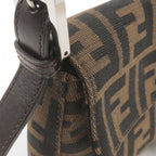 FENDI Zucca Mamma Baguette Canvas Leather Shoulder Bag 26424