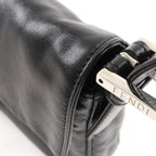 FENDI Mamma Baguette Leather Hand Bag Shoulder Bag Black Green
