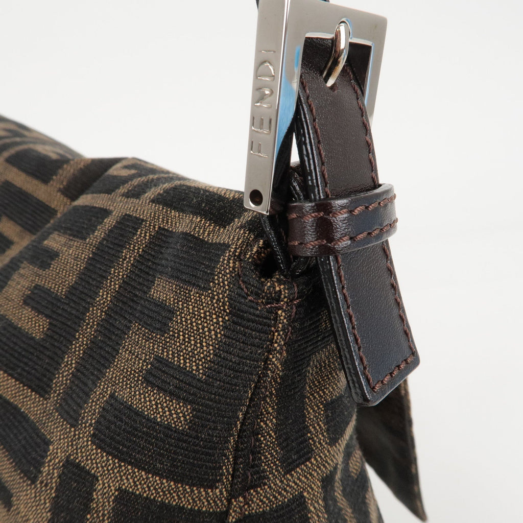 FENDI Zucchino Mamma Baguette Canvas Leather Bag Brown Black 26325