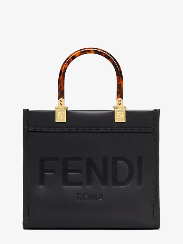 Fendi Sunshine Small Leather Tote Bag Black