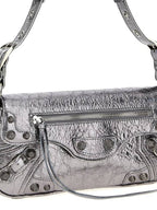 Balenciaga Le Cagole Metallic Small Shoulder Bag Silver