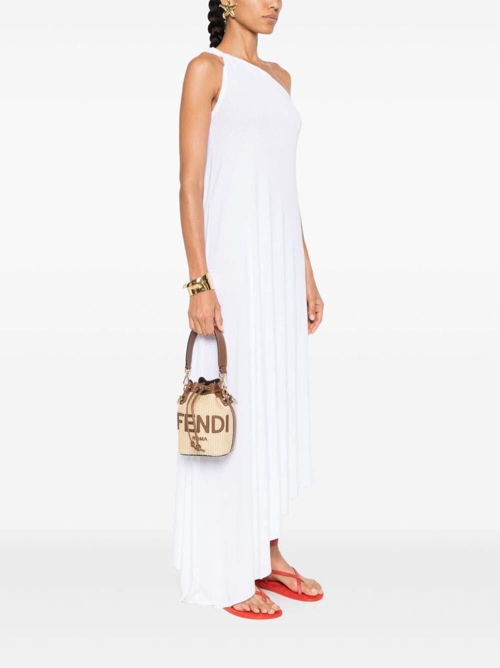 Fendi Women Mon Tresor Mini Bag In Natural Raffia