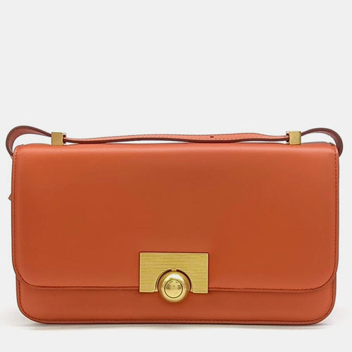 Bottega Veneta Orange Spazzolato Calfskin Leather Classic Shoulder Bag