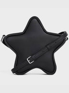 CELINE Logo Print Small Etoile Leather Shoulder Bag Black