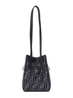 Fendi Origami Small FF Chenille Bucket Bag Dark Blue