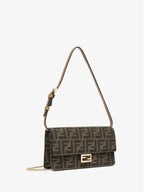 Fendi Baguette FF Fabric Shoulder Long Wallet Brown