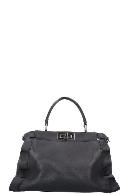 FENDI Medium Ruffle Peekaboo Leather Black