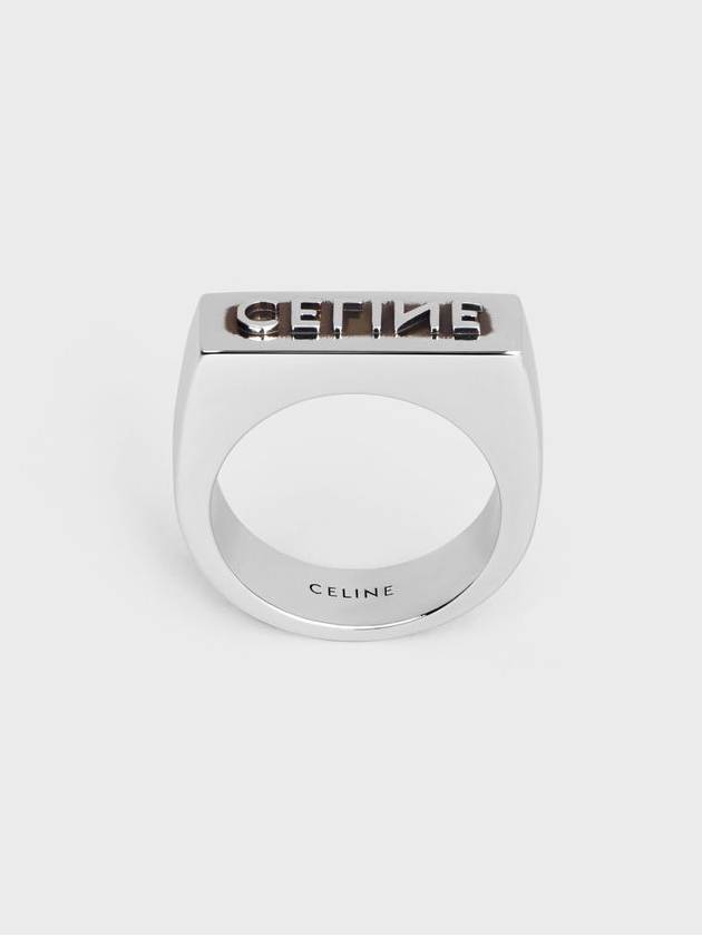 CELINE Stamped Logo Ring Silver