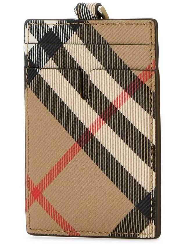 Burberry Check Lanyard Neck Strap Card Wallet Sand