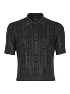 Fendi FF Motif Wool Polo Shirt Black