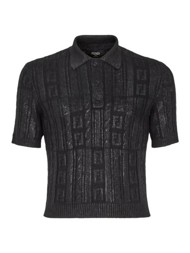 Fendi FF Motif Wool Polo Shirt Black