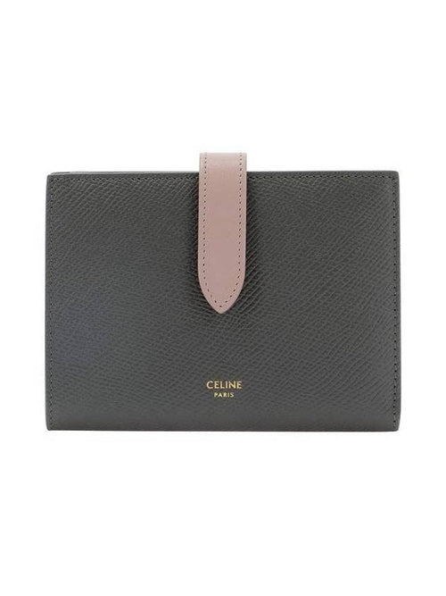 CELINE Bicolor Grained Medium Half Wallet Grey