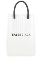 Balenciaga Logo Leather Phone Holder Mini Bag White