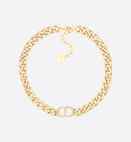 DIOR GOLD-FINISH METAL SILVER CRYSTALS NECKLACE