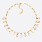DIOR GOLD-FINISH METAL MULTICOLOR WHITE RESIN PEARL NECKLACE