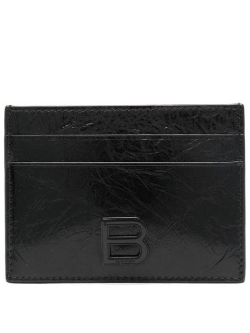 Balenciaga B Logo Leather Card Wallet Black