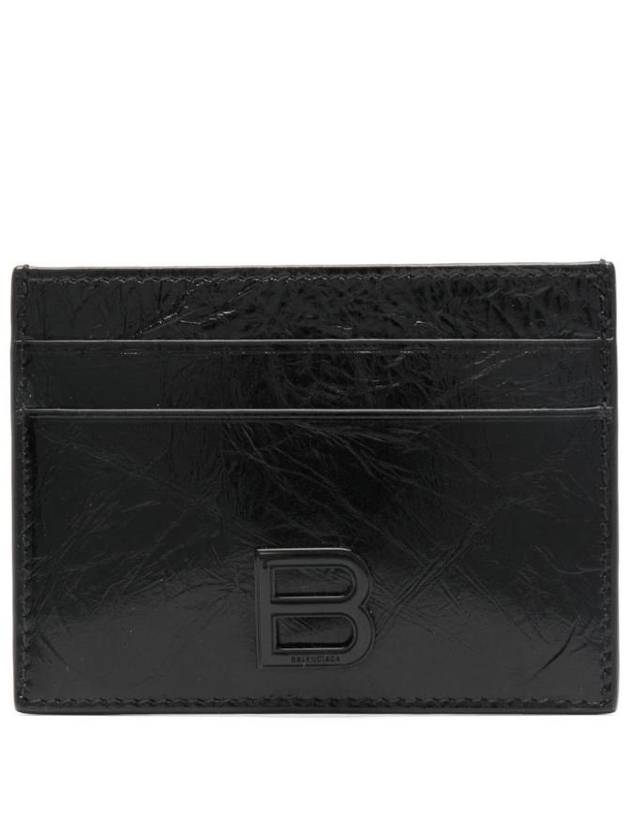 Balenciaga B Logo Leather Card Wallet Black
