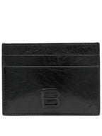 Balenciaga B Logo Leather Card Wallet Black