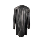 Chanel Size 44 Quilted Long Coat Leather Black