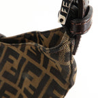 FENDI Zucca Canvas Leather Shoulder Bag Brown Black 26569