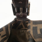 FENDI Zucca Mamma Baguette Canvas Leather Shoulder Bag 26325