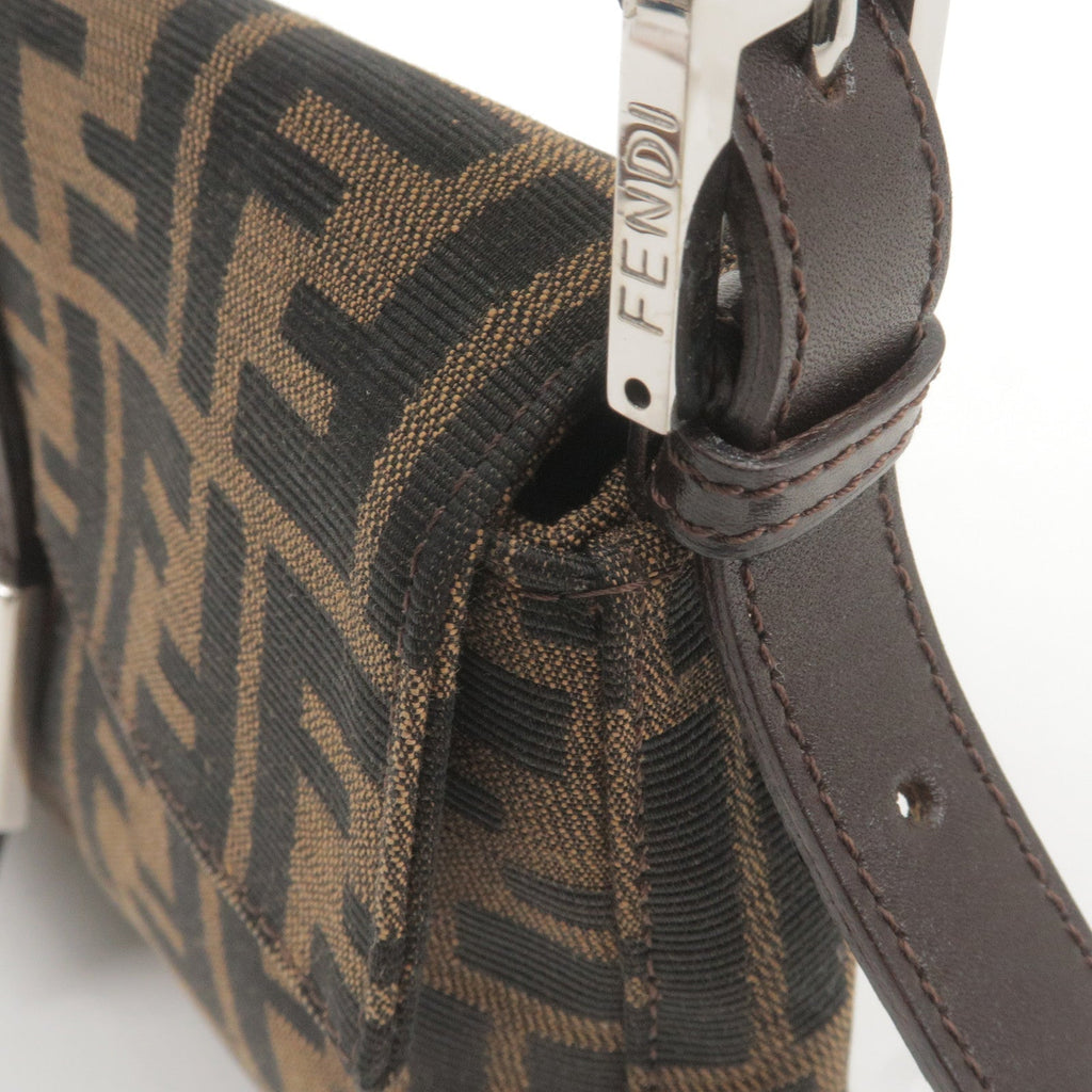 FENDI Zucca Mamma Baguette Canvas Leather Shoulder Bag 26424