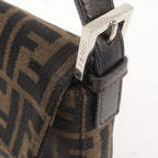 FENDI Mamma Baguette Zucca Canvas Leather Bag Beige 26424